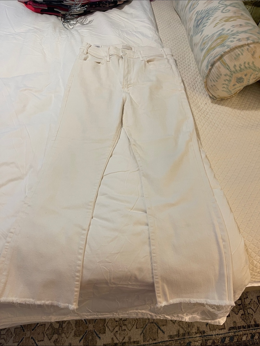 MOTHER Hustler Ankle Fray White Jeans